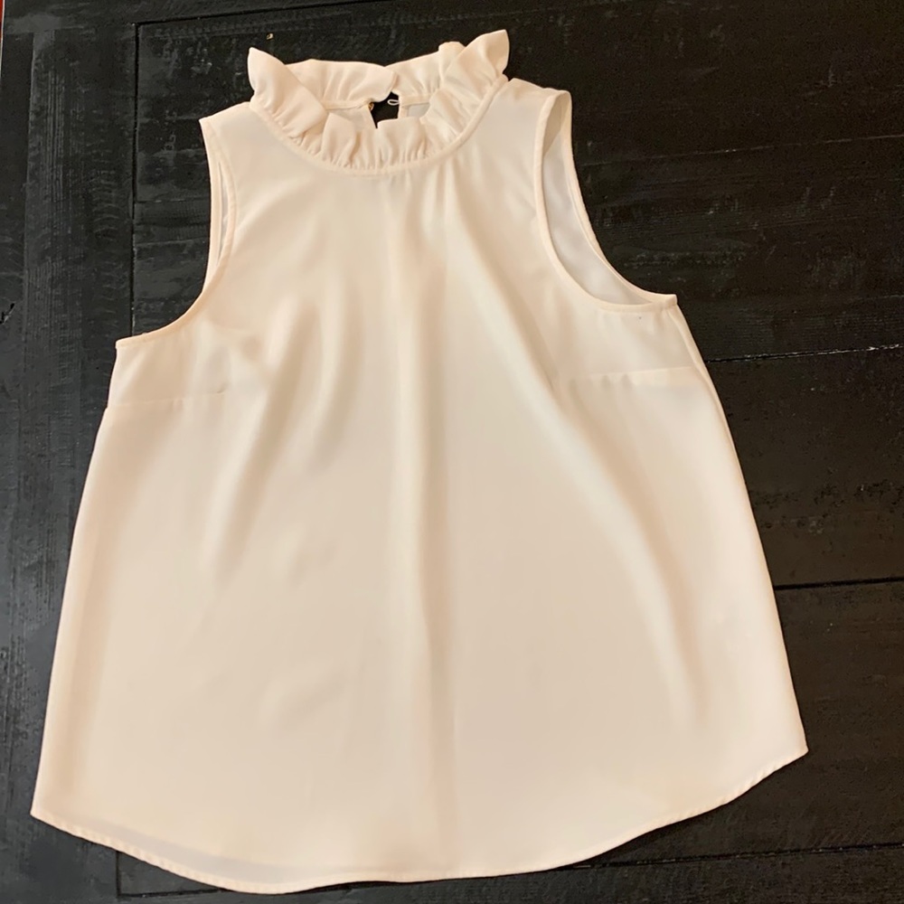 Jcrew ruffle neck sleeveless blouse. Women’s size medium